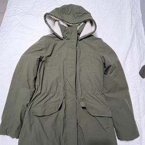 WOMEN LINED WINTER PUFFER COAT WITH WARM HOODIE 32 DEGREE ARMY GREEN SIZE SMALL